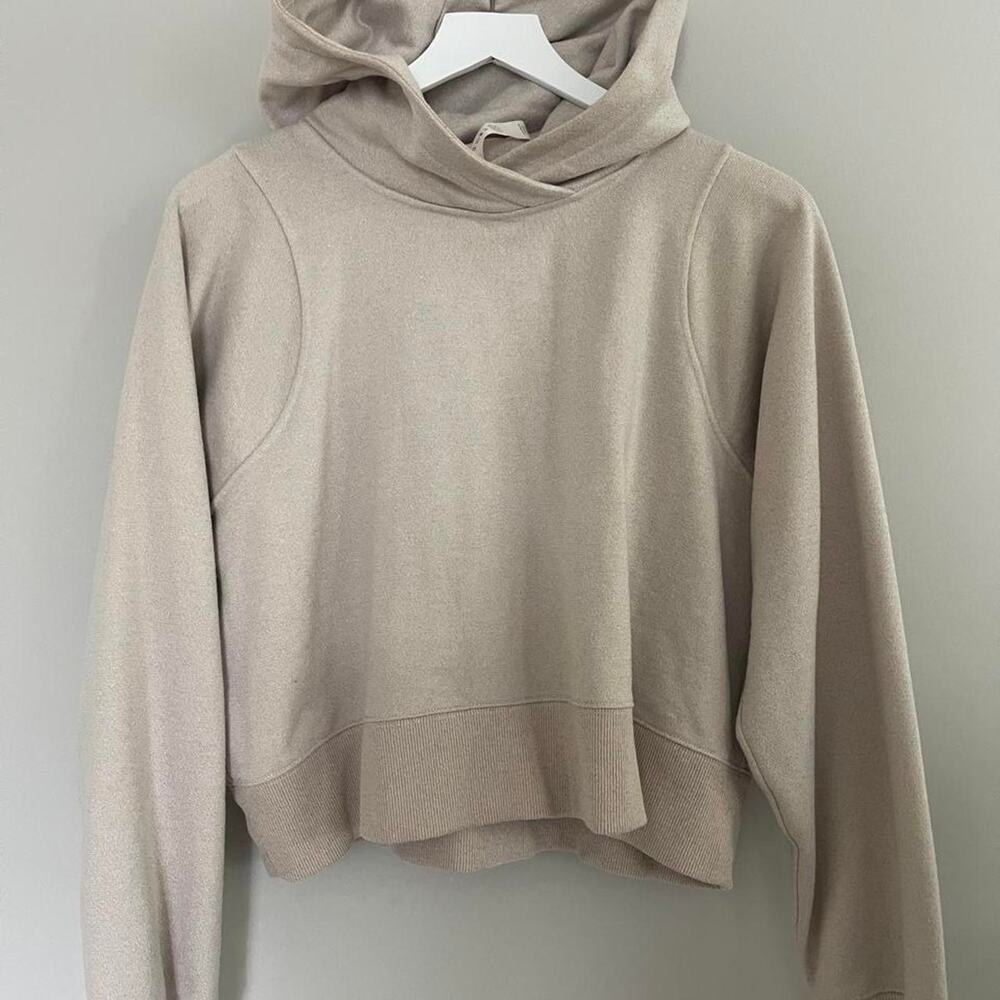 Lululemon Size 10 Shimmery Beige Cropped Hoodie Sparkle Pullover